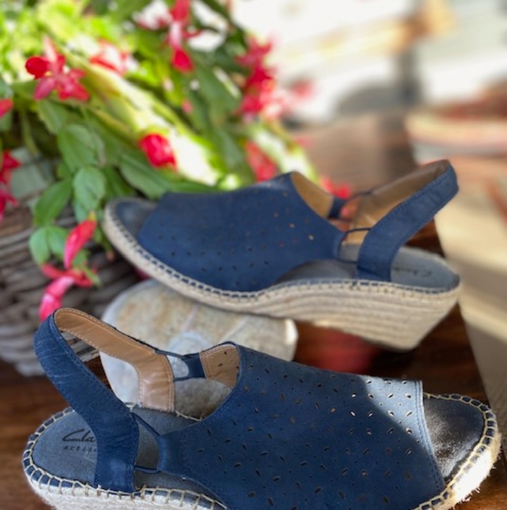 Clarks, Navy, Size 12, Perfd Nubuck, Espadriles